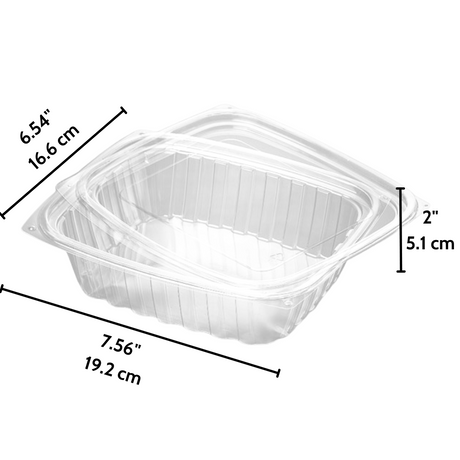 H079  24oz Clear Rectangular Salad Take Out Containers W Lid - Size