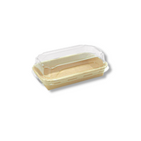 HD-1100 | Eco-friendly Kraft Paper Sushi Tray W/ Plastic Lid | 5.52x3.15x1.89" - 600 Sets