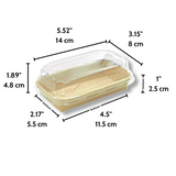 HD-1100 | Eco-friendly Kraft Paper Sushi Tray W/ Plastic Lid | 5.52x3.15x1.89" - size