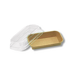 HD-1100 | Eco-friendly Kraft Paper Sushi Tray W/ Plastic Lid | 5.52x3.15x1.89" - open