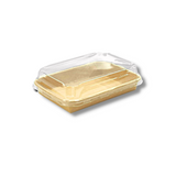 HD-1103 | Eco-friendly Kraft Paper Sushi Tray W/ Plastic Lid | 6.5x4.53x1.89" - 300 Sets