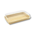 HD-1107 | Eco-friendly Kraft Paper Sushi Tray W/ Plastic Lid | 8.74x5.5x1.89