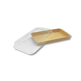 HD-1109 | Eco-friendly Kraft Paper Sushi Tray W/ Plastic Lid | 9.45x5.91x1.89" - open