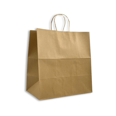 HD-13814 | 100% Recycled Paper Kraft Bag W/ Twisted Handle | 13x7x14" - 250 Pcs