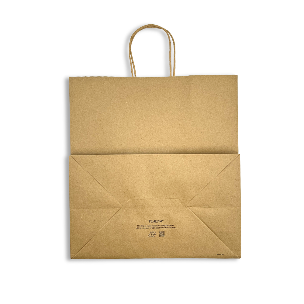 HD-13814 | 100% Recycled Paper Kraft Bag W/ Twisted Handle | 13x7x14" - bottom