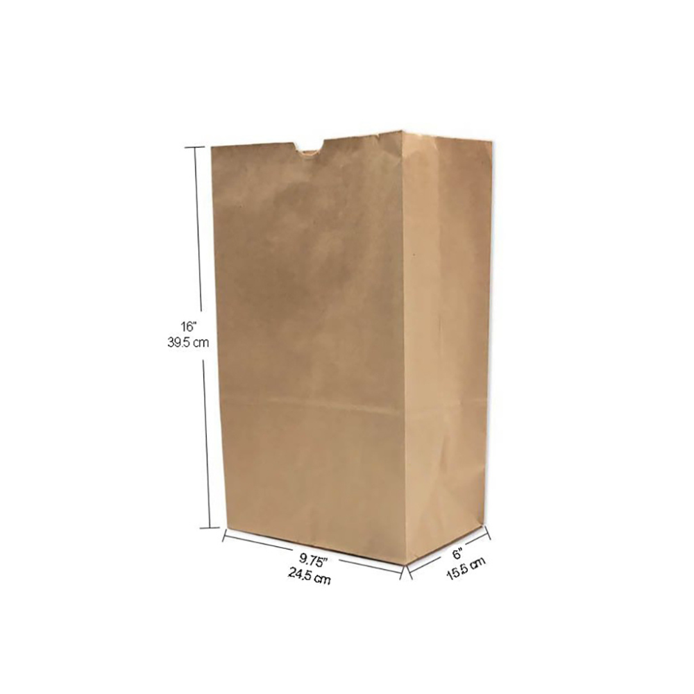 HD9616 100 Recycled Kraft Paper Bag With No Handle 9.75x6x16