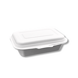 HD-CCS450 | Sugarcane Rectangular Clamshell Food Container | 6.5x4.33x2.17" - front