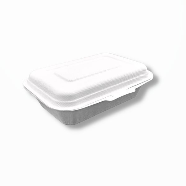 HD-CCS450 | Sugarcane Rectangular Clamshell Food Container | 6.5x4.33x2.17