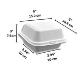 HD-CCS6-1 | Eco-friendly Sugarcane Square Clamshell Food Container | 6x6x3" - Size