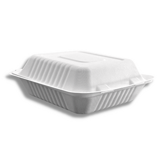 HD-CCS8-1 | 34oz Eco-friendly Sugarcane Rectangular Clamshell Food Container | 8.66x7.9x3