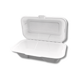 HD-CCS95 | Sugarcane Rectangular Clamshell Food Container | 7.87x4.13x2.56" - open
