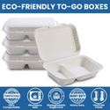 HD-CCS96-2 | 32oz Eco-friendly Sugarcane Rectangular Clamshell Food Container | 9x6x2.6