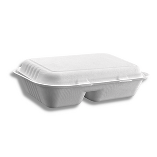 HD-CCS96-2 | Eco-friendly Sugarcane Hinged Food Container |  9.8x6.5x2.4