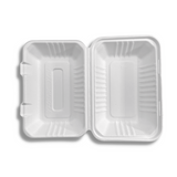 HD-CCS96 | Eco-friendly Sugarcane Square Clam Shell Food Container | 9x6x3" - open