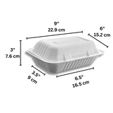 HD-CCS96 | Eco-friendly Sugarcane Square Clam Shell Food Container | 9x6x3" - size