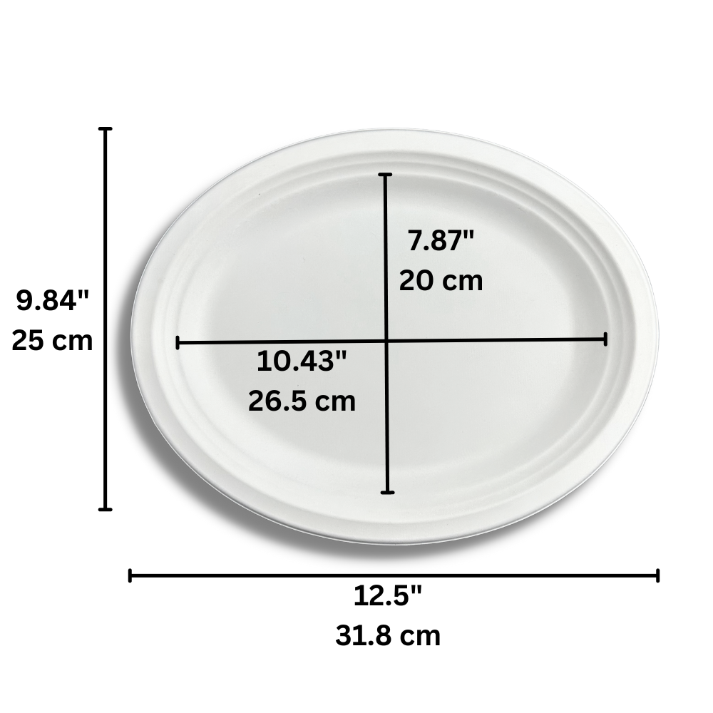 HD-COP12 | 12" Sugarcane White Oval Plate - size