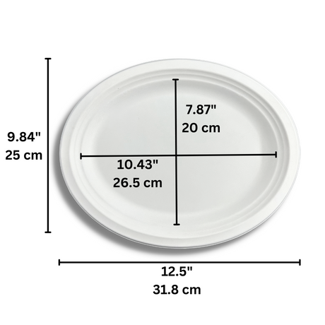 HD-COP12 | 12" Sugarcane White Oval Plate - size