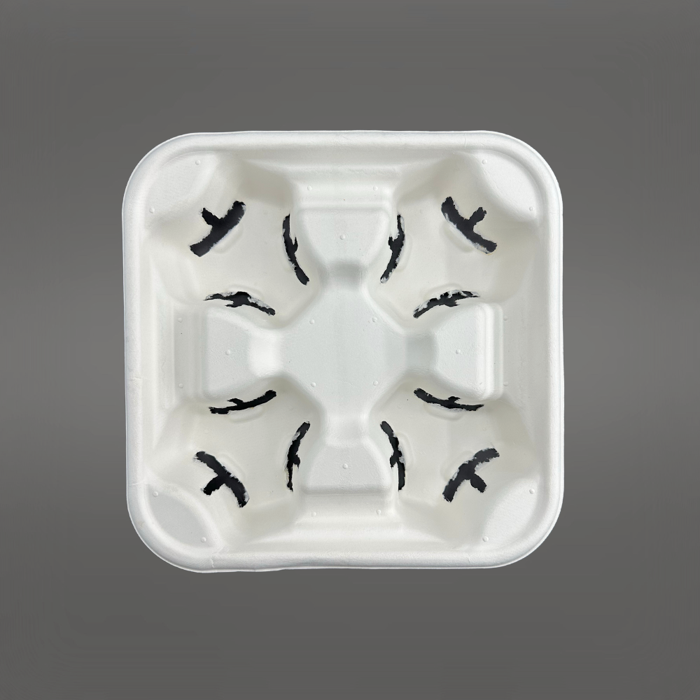 HD-CSC-C4 | Eco-friendly White Paper 4 Cup Tray Holder - 400 pcs-top