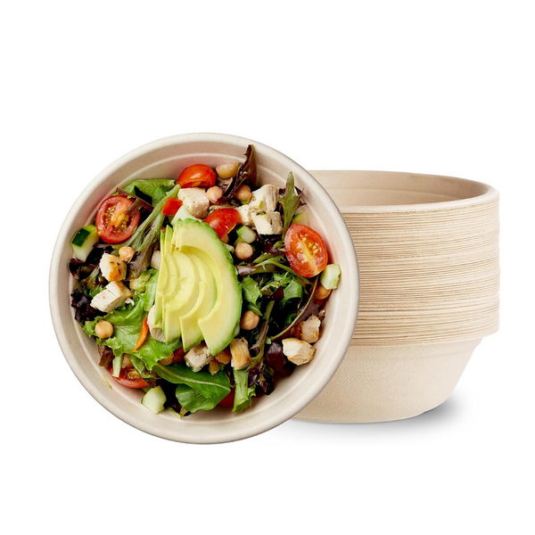 HD-CZB32 | 32oz Eco-Friendly Sugarcane Round Bowl (Base Only) - With Food