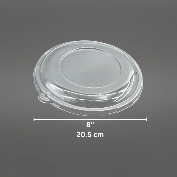 HD-PETLID | 205mm PET Clear Round Lid | Fit HD-CZB32/HD-CZB40 Sugarcane Bowl (Lid Only) -size