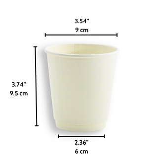 HD 10oz White Double Wall Paper Cup - size
