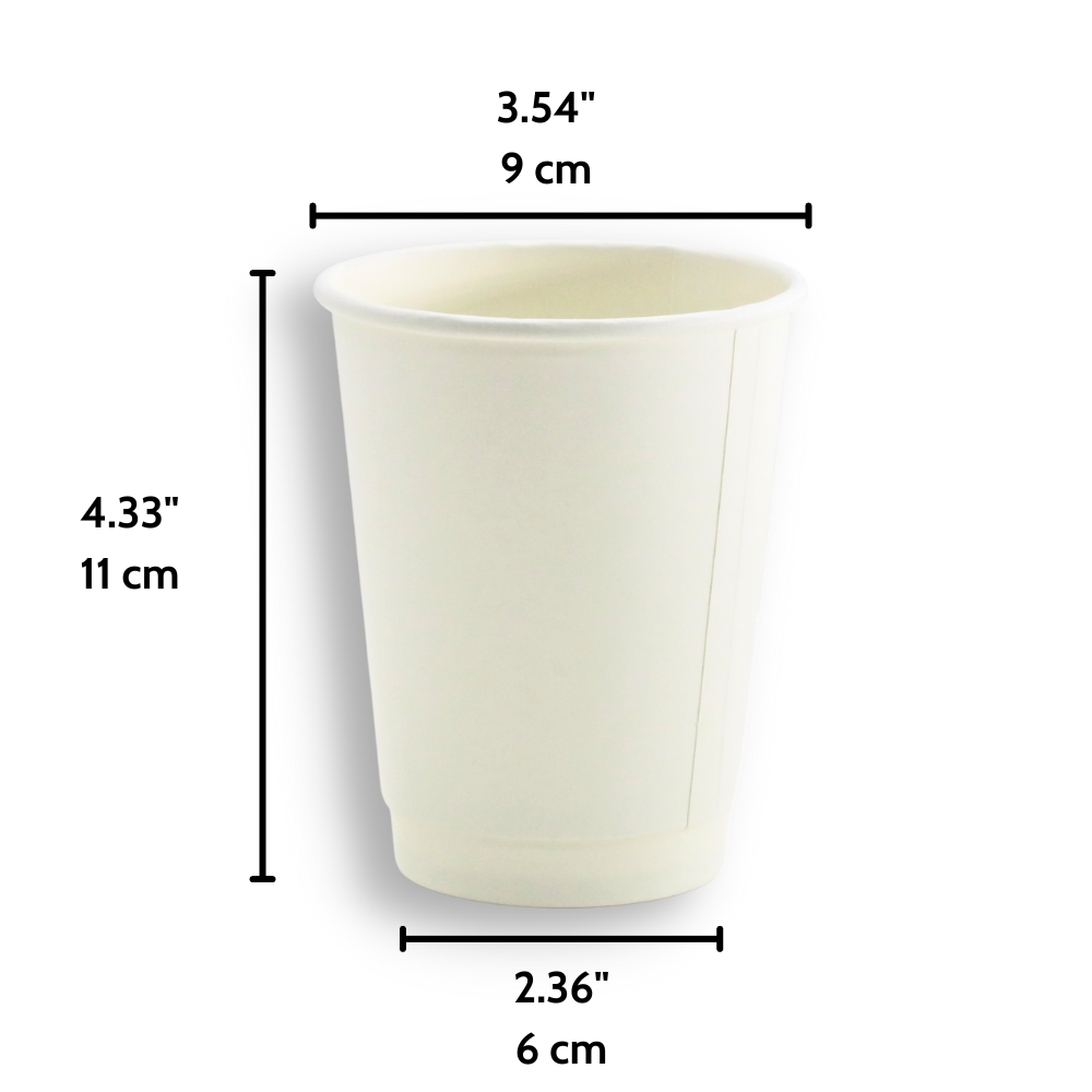 HD 12oz White Double Wall Insulated To Go Coffee Paper Cup - 500 Pcs ...