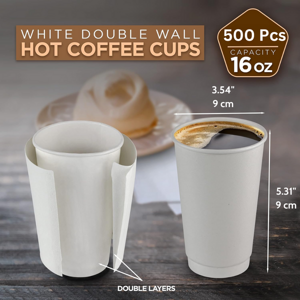 HD 16oz White Double Wall Paper Cup - feature