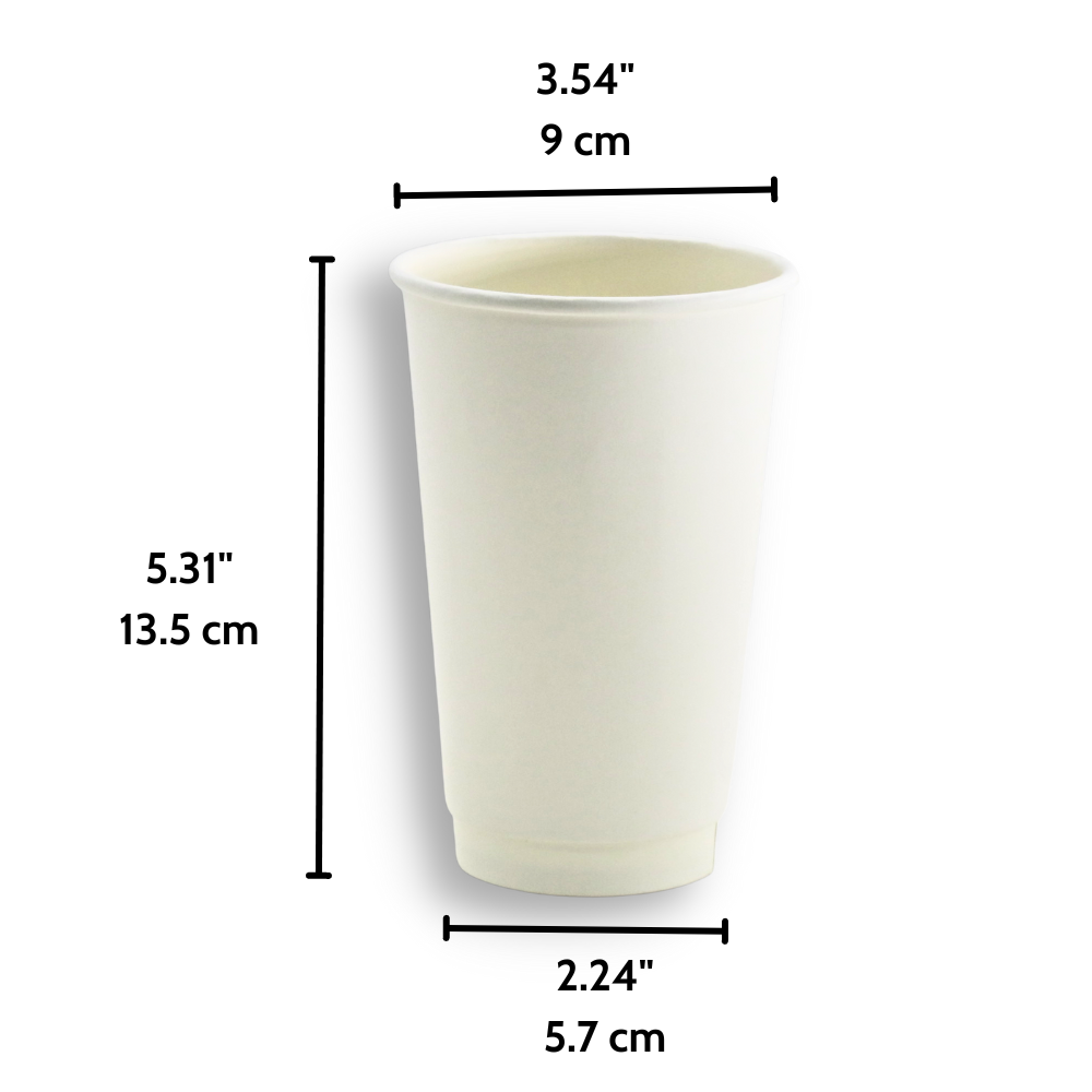 HD 16oz White Double Wall Insulated To Go Coffee Paper Cup - 500 Pcs – HD  Bio Packaging