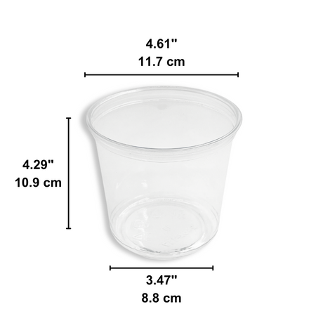 HD 24oz PET Clear Round Salad Container Dessert Cup | 117mm Top - size