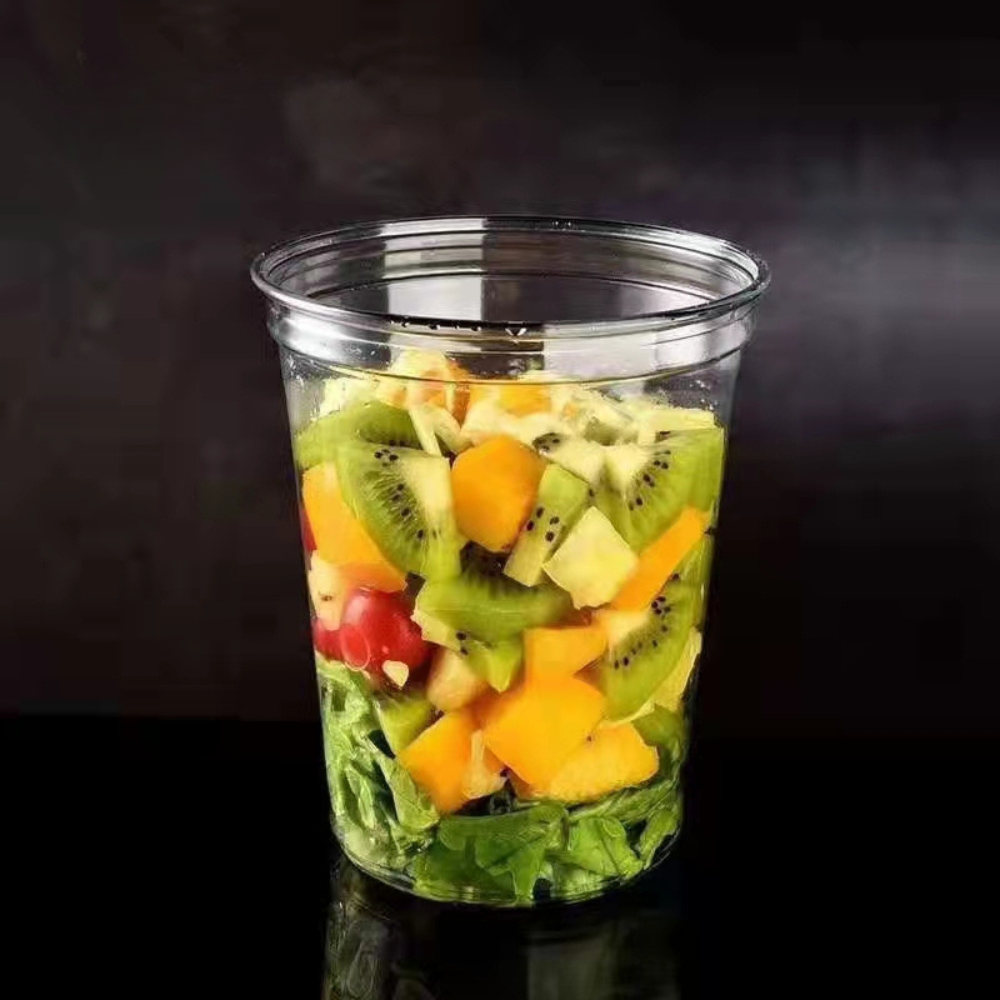 HD 32oz PET Clear Round Salad Container Dessert Cup | 117mm Top - 500 Pcs