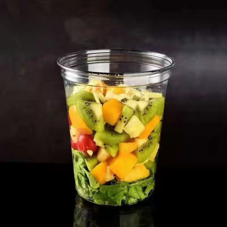 HD 32oz PET Clear Round Salad Container Dessert Cup | 117mm Top - 500 Pcs
