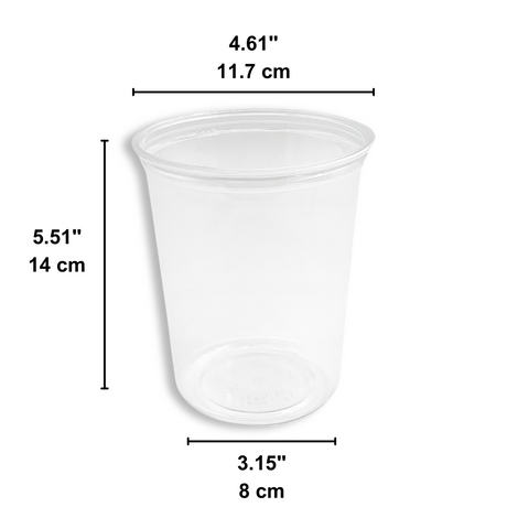 HD 32oz PET Clear Round Salad Container Dessert Cup | 117mm Top - size