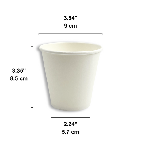 HD 8oz White Single Wall Paper Cup | 90mm Top - size