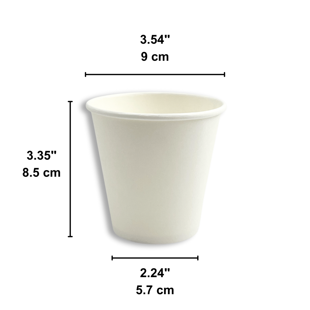 HD 8oz White Single Wall Paper Hot Cup | 90mm Top - 1000 Pcs – HD Bio ...