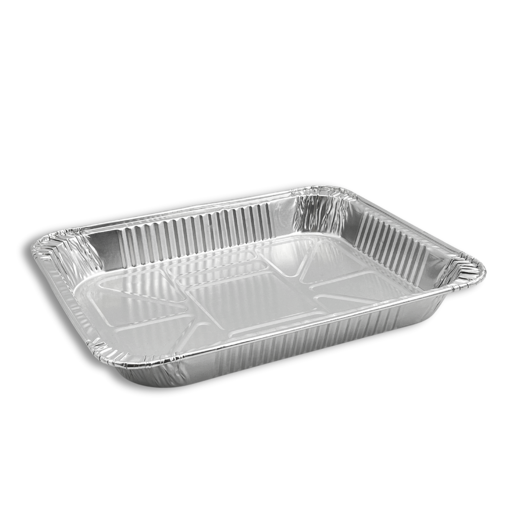 HD Half Size Steam Table Shallow Rectangular Aluminum Foil Container (Base Only) - 100 Pcs
