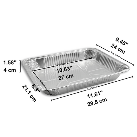 HD Half Size Steam Table Shallow Rectangular Aluminum Foil Container (Base Only) - 100 Pcs