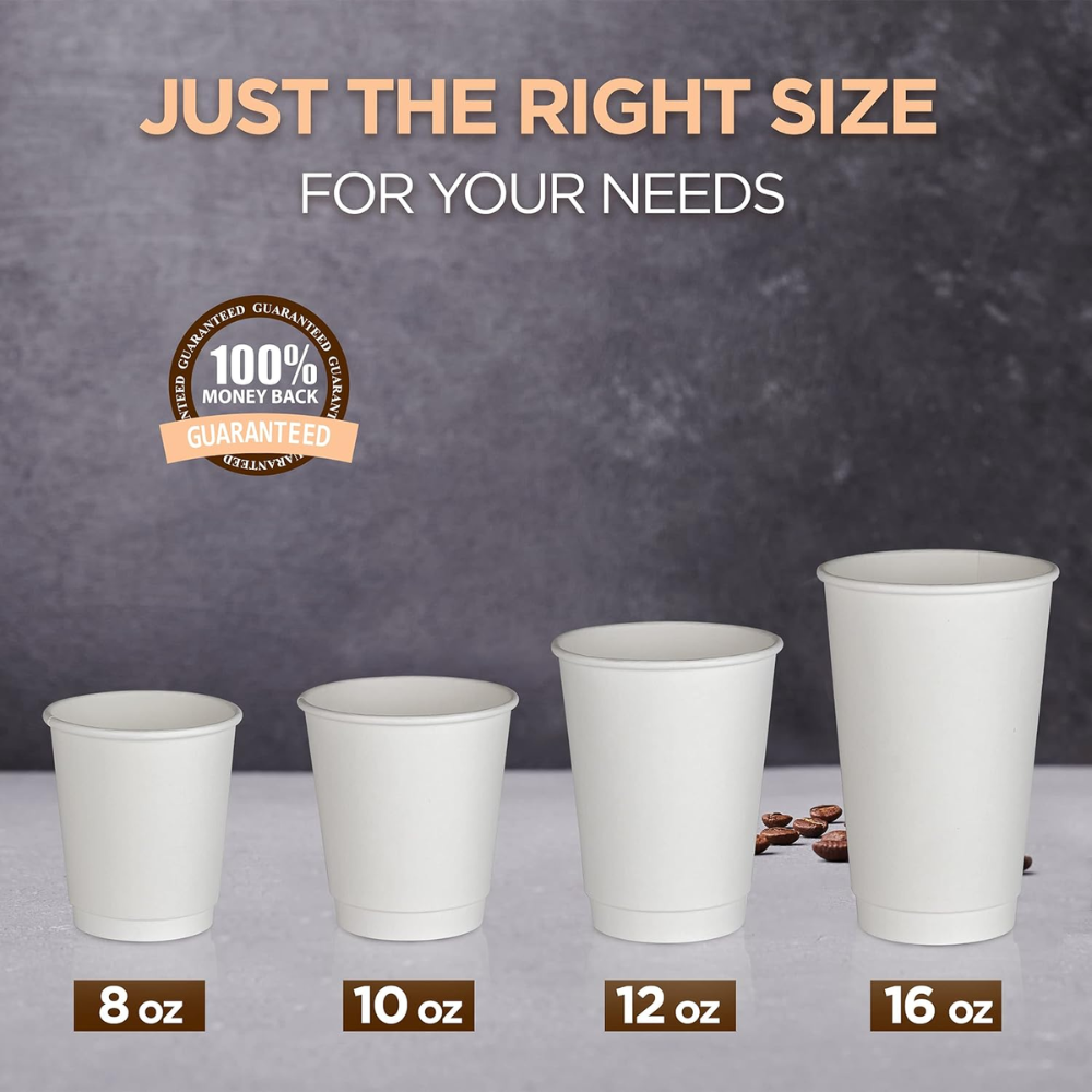 HD 12oz White Double Wall Insulated To Go Coffee Paper Cup - 500 Pcs ...
