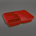 HT107 Base | PP Red Rectangular Bento Box | 3 Compartment (Base Only) - 300 Pcs
