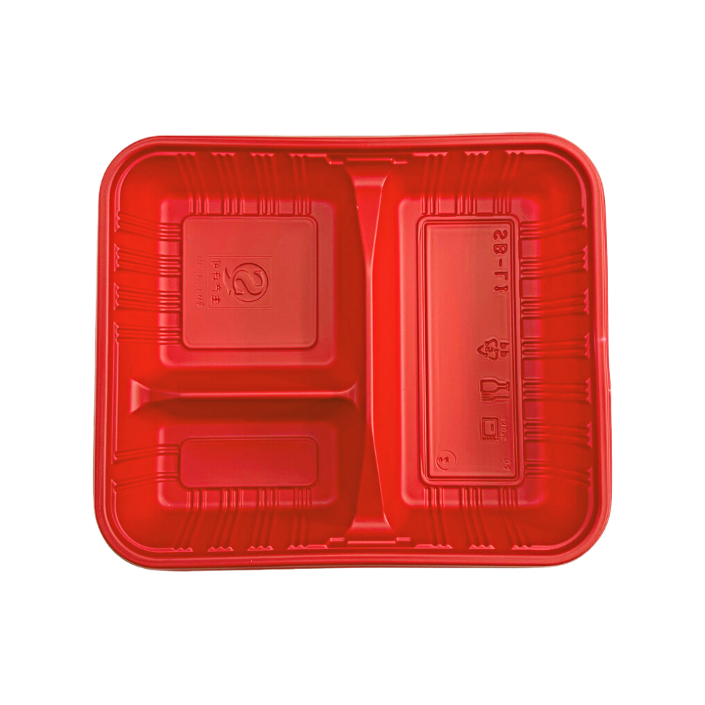 HT107 Base | PP Red Rectangular Bento Box | 3 Compartment (Base Only ...