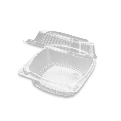 J038 PET  Clear Square Hinged Container  5.25x5.25x3 - 500 Pcs