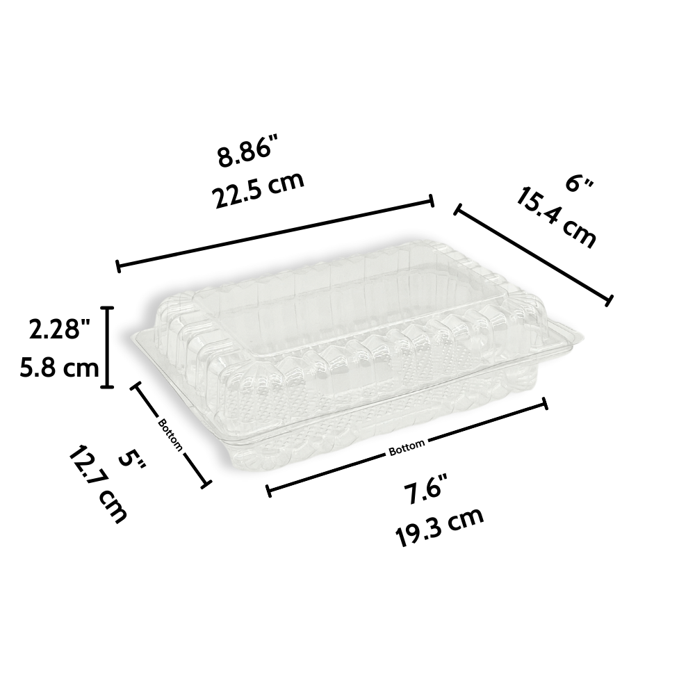 J044 | Clear Rectangular Hinged Container | 8.86x6x2.28" - size