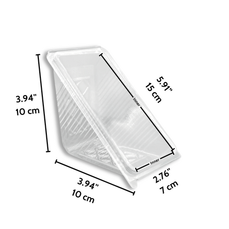 J106 PET | Clear Triangular Hinged Sandwich Container | 5.91x2.76x3.94" - size