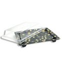 KW-0002 | Black Maple Pattern Sushi Tray W/ Clear Lid | 8.66x6.3x1.5