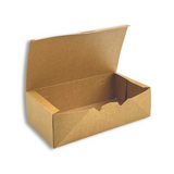 Kraft Fried Chicken Foldable Rectangular Paper Box | 9.3x5x2.8" - open