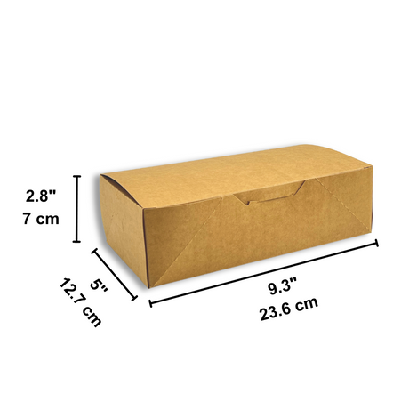 Kraft Fried Chicken Foldable Rectangular Paper Box | 9.3x5x2.8" - size