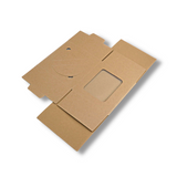 Kraft Paper 4 Cupcake Box W/ Handle & Window & Insert | 6.5x6.5x6" - unfolded