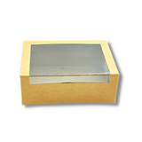 Kraft Rectangular Cake Paper Box W/ Window | 9x6x3.5" - front