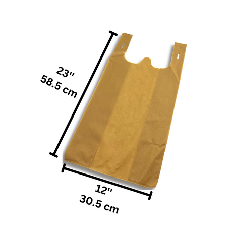 Large Reusable Brown Non-Woven T-Shirt Bag |12x7x23"-size