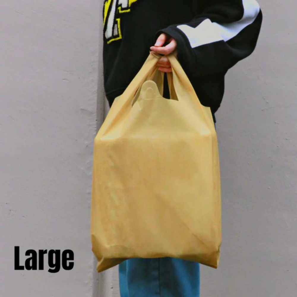 Large Reusable Brown Non-Woven T-Shirt Bag |12x7x23"-with people