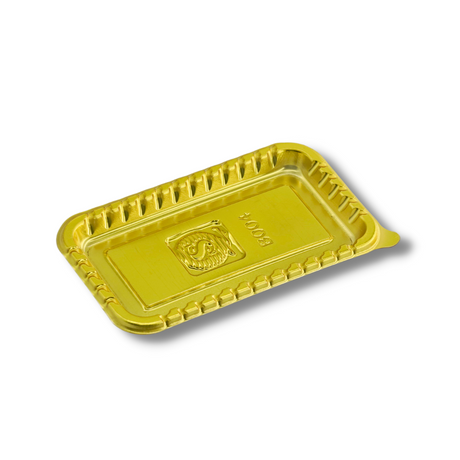 B004 | 3.54x1.89" Plastic Golden Rectangular Cake Board - 400 Pcs